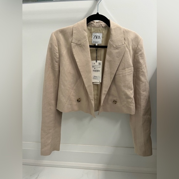 Linen blend cropped blazer Zara - Picture 6 of 6